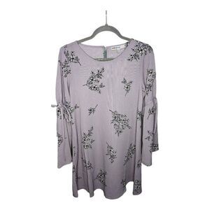NWT Bailey Blue Junior Floral Long Open Sleeve Purple Tunic Top Women's Size Sma